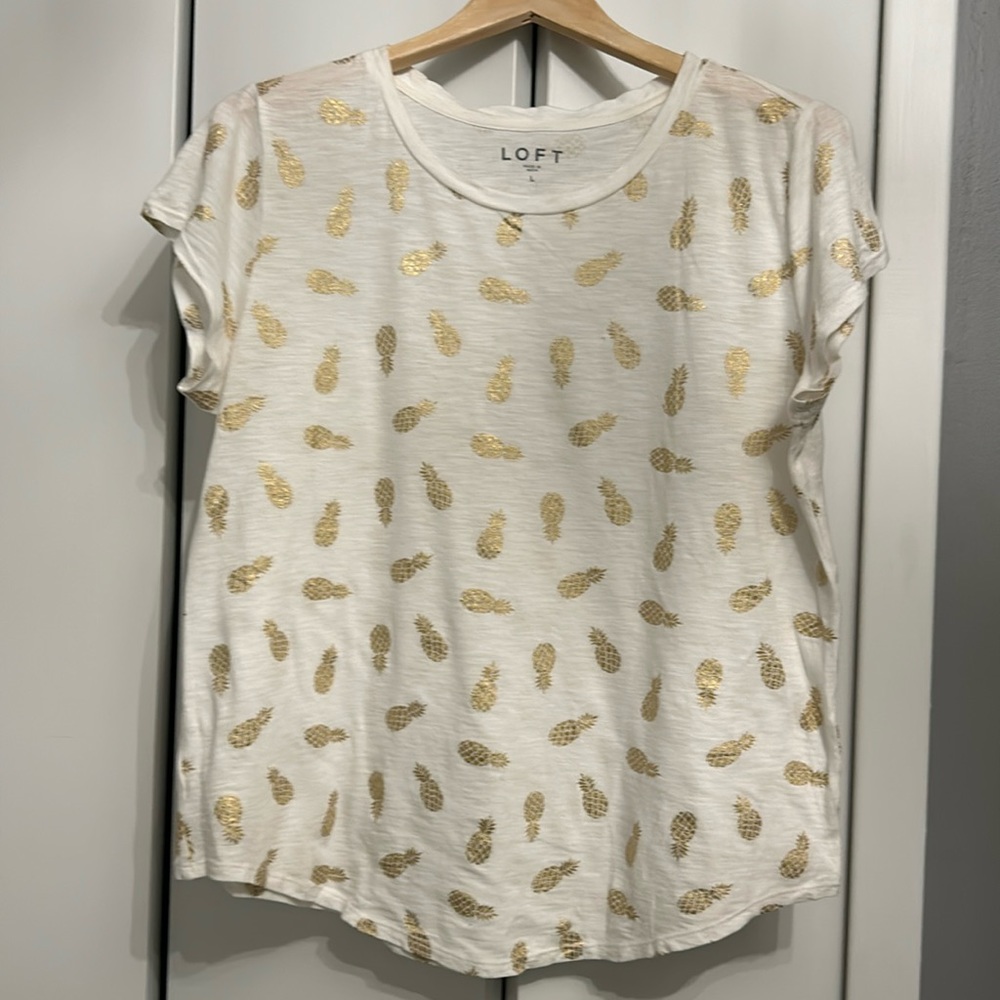 Loft pineapple print tshirt. Size Large